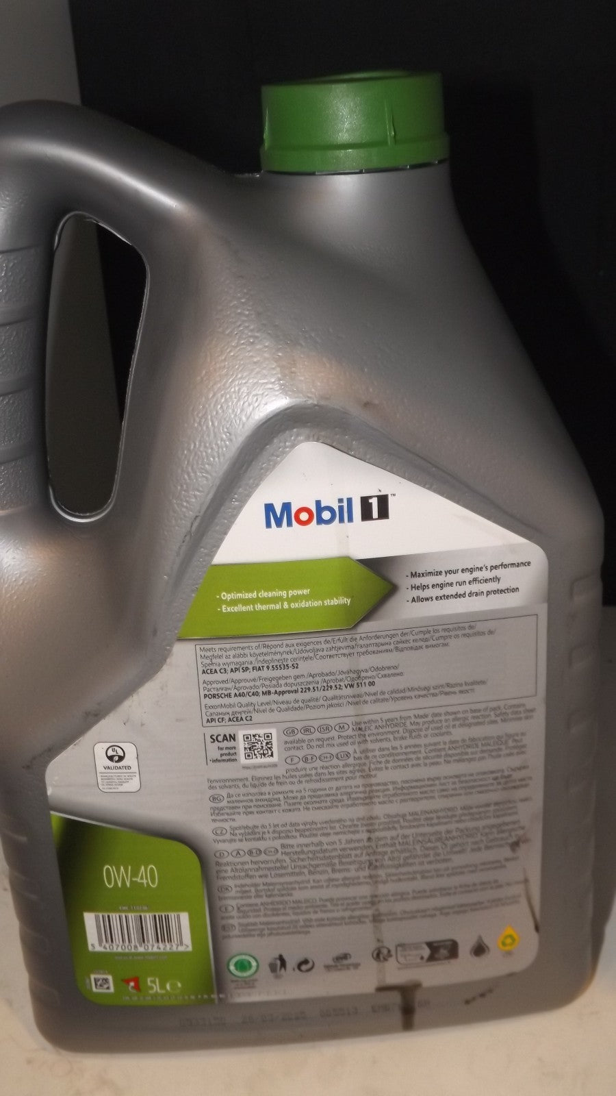 1x5L MOBIL ESP 0W40 MOTORÖL passend für PORSCHE C40 A40 MB 229.52/51 ACEA C2 C3